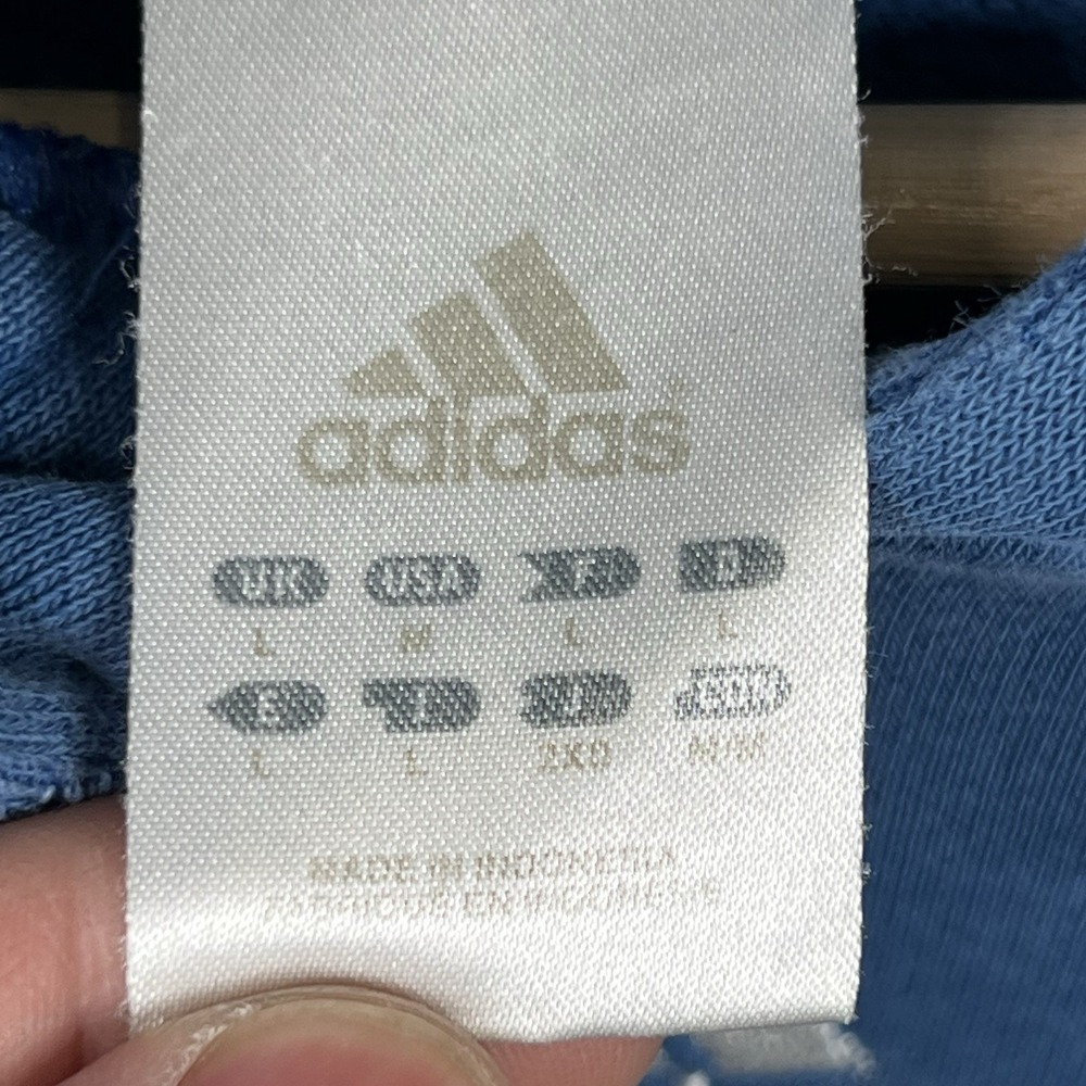 Vintage Y2K Adidas Embroidered Center Logo Pullover Hoodie Blue Men's Medium - Picture 3 of 10